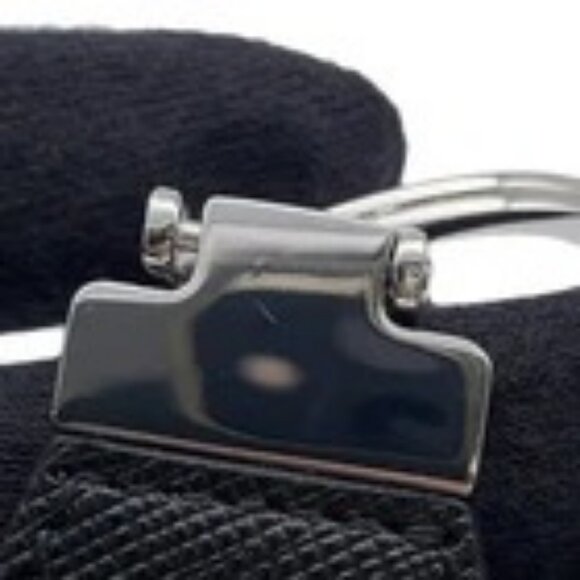 PRADA Saffiano Leather Triangle Logo Key Ring Leather Black - Picture 7 of 15